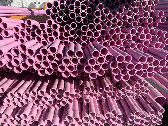 pink reclaimed water piping